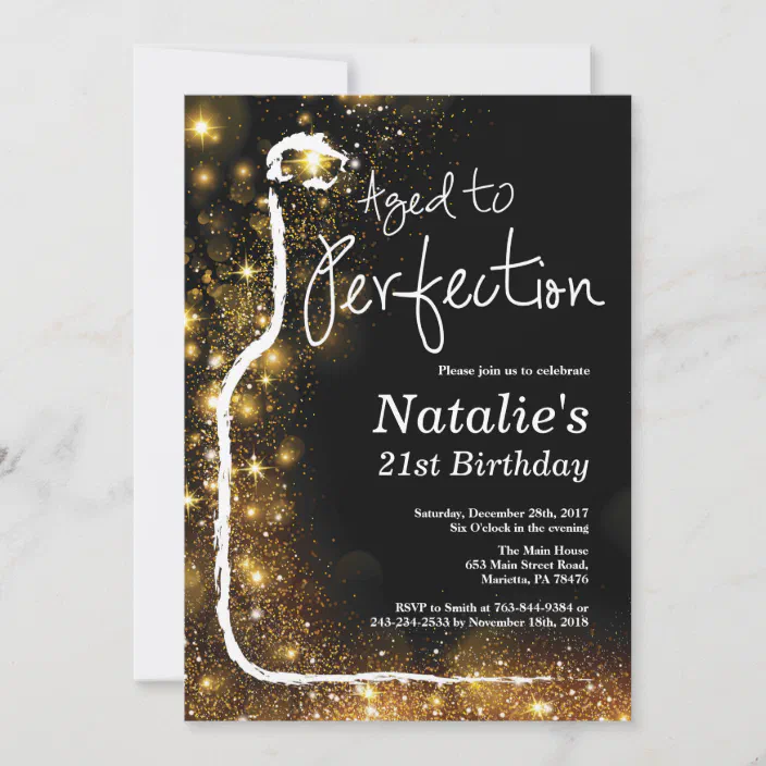 Girls birthday party invitation Silver swirls glitter lights 18th 21st 30th 40th