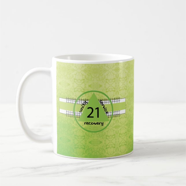 21st Year 12 Step Recovery Anniversary Gift Mug (Left)