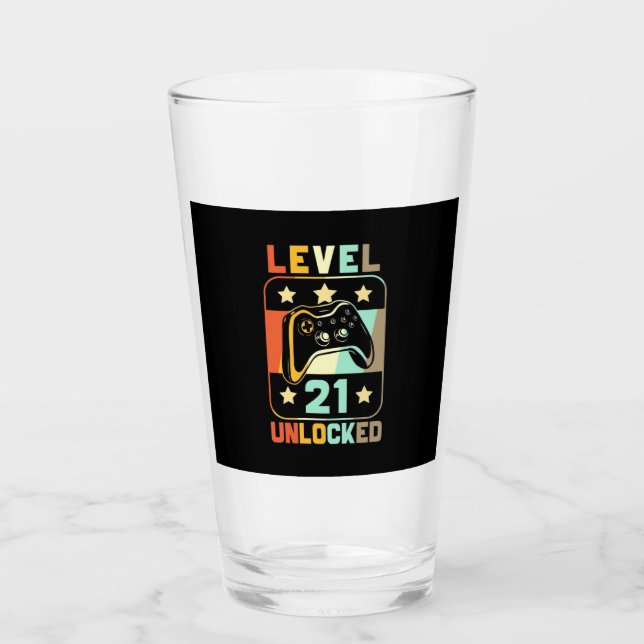 21th Birthday Gift | Level 21 Unlocked Glass (Front)