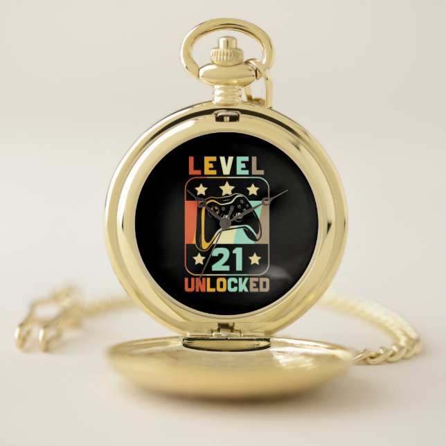 21th Birthday Gift | Level 21 Unlocked Pocket Watch (Inside)
