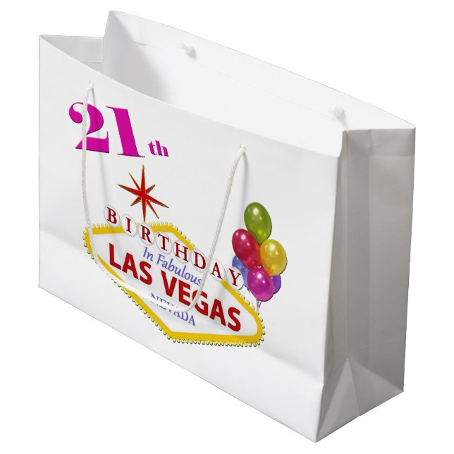 21th Birthday In Las Vegas Gift Bag (Front Angled)