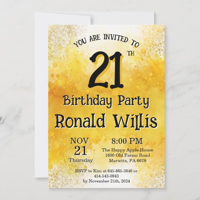21th Birthday Invitation Card (Front)