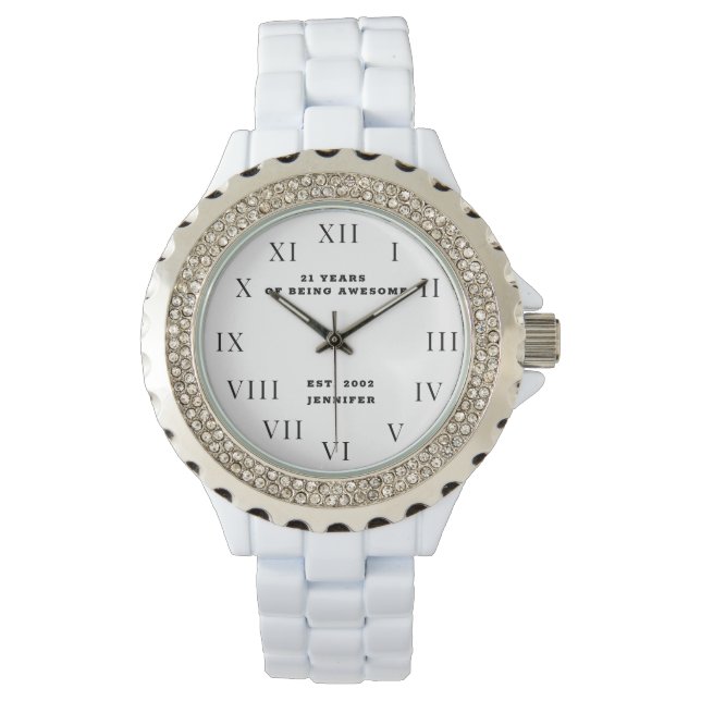 21th Birthday Twenty One Funny Silver Watch (Front)