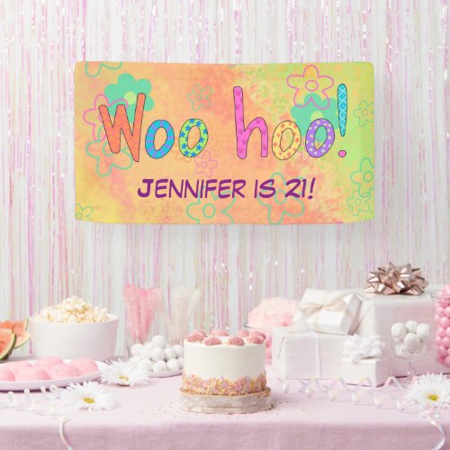 21th Birthday WooHoo Name Personalized Banner