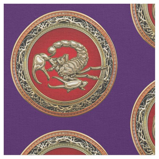 [220] Sacred Golden Scorpion on Red Fabric