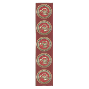 [220] Sacred Golden Scorpion on Red Short Table Runner