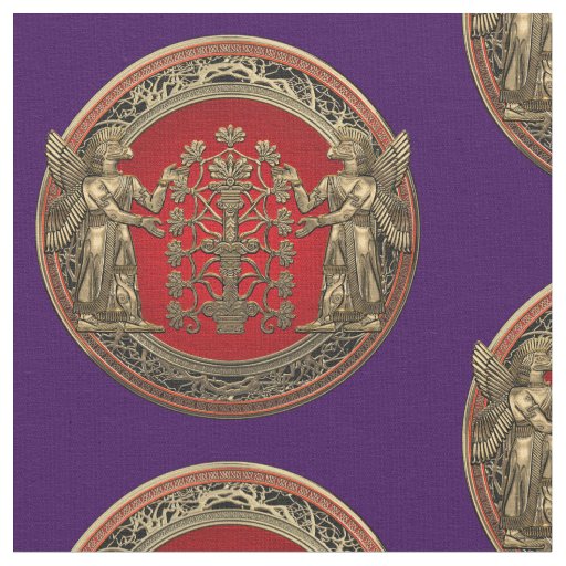 [220] Two Gold Ninurtas with Tree of Life Fabric