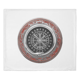 [220] Vegvisir - Viking Silver Magic Runic Compass Duvet Cover