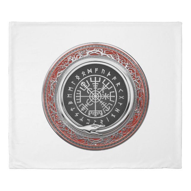 [220] Vegvisir - Viking Silver Magic Runic Compass Duvet Cover (Front)