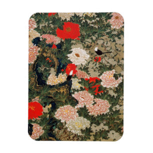 22. 牡丹小禽図, 若冲 Peonies & Small Birds, Jakuchū Magnet