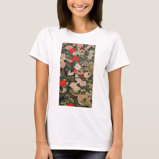 22. 牡丹小禽図, 若冲 Peonies & Small Birds, Jakuchū T-Shirt