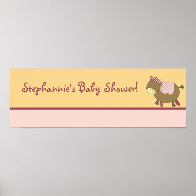 22.5"x7.5" Personalized Banner Abby's Farm Pink Poster (Front)