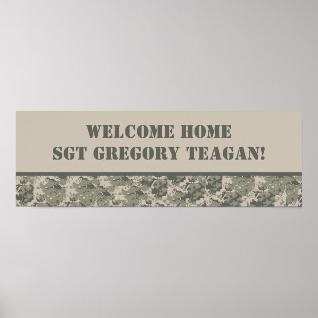 22.5"x7.5" Personalized Banner ARMY ACU Camo Poster (Front)