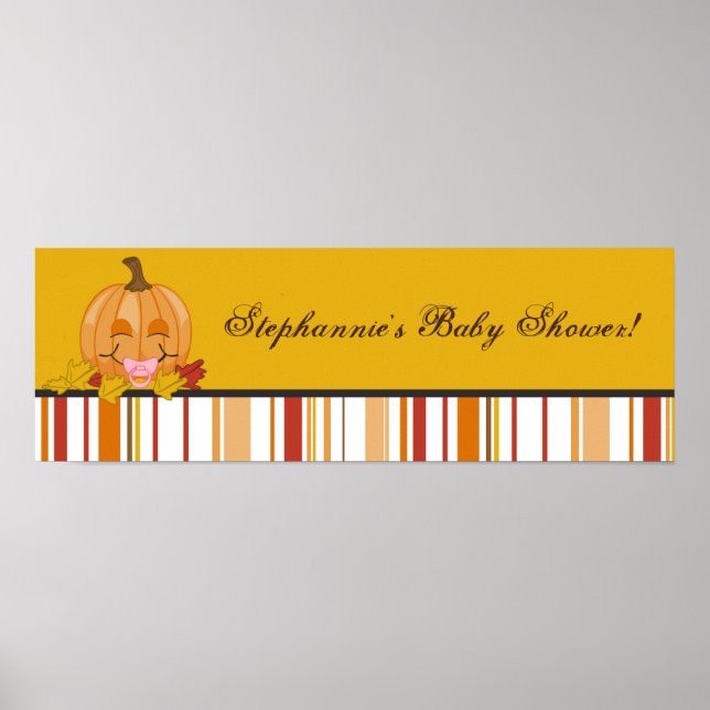 22.5"x7.5" Personalized Banner Autumn Fall Pumpkin Poster (Front)