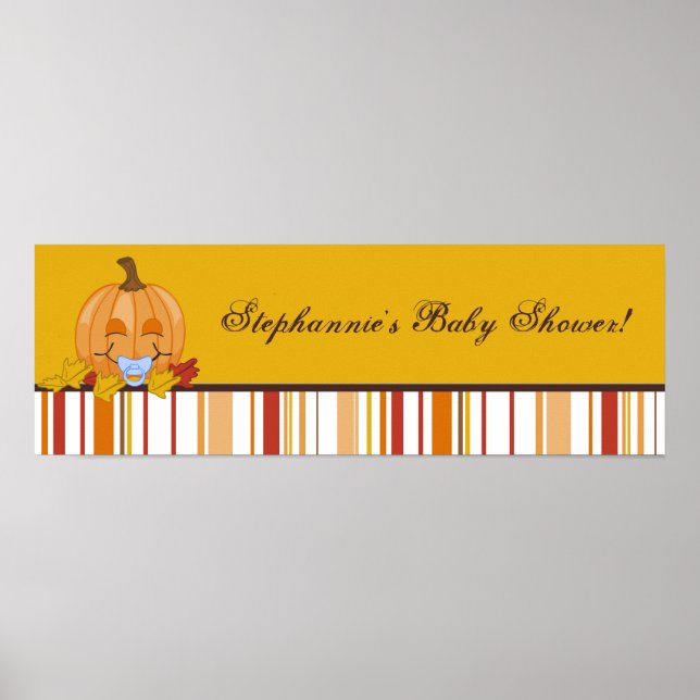 22.5"x7.5" Personalized Banner Autumn Fall Pumpkin Poster (Front)