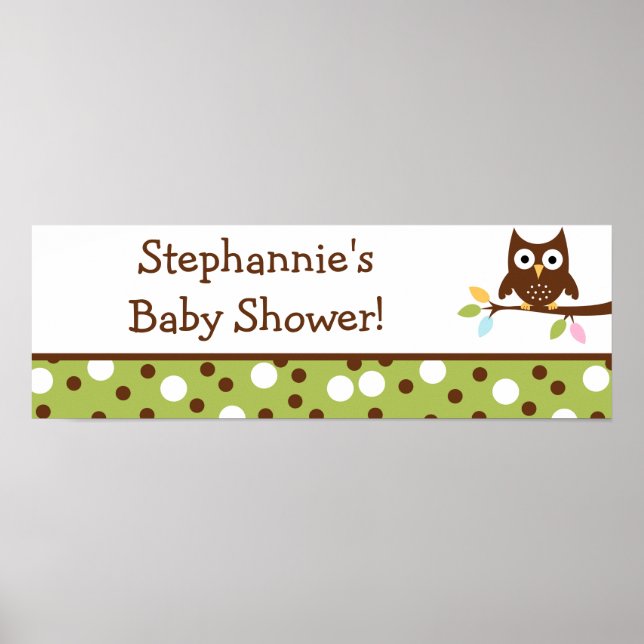 22.5"x7.5" Personalized Banner Forest Friends Owl Poster (Front)
