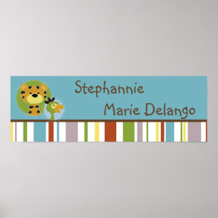 22.5"x7.5" Personalized Banner Jungle Tales Safari Poster