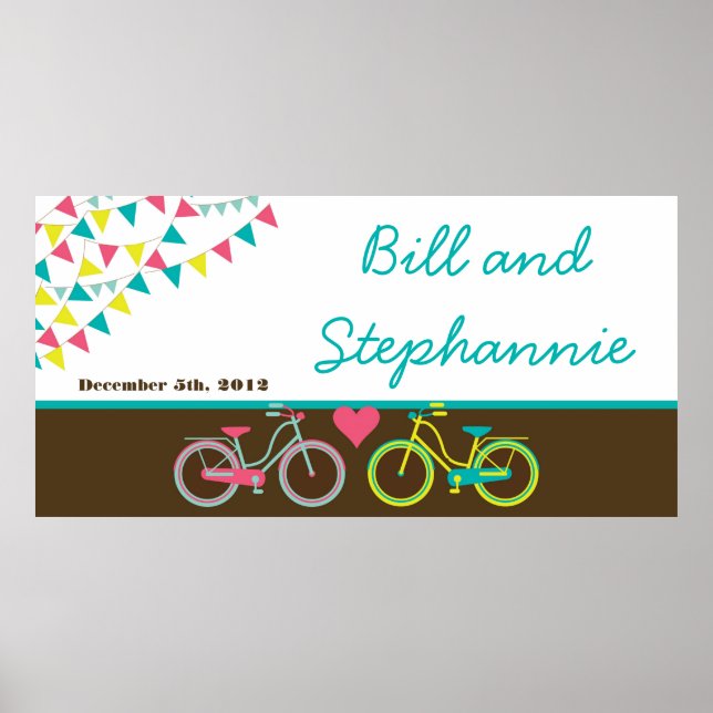 22.5"x7.5" Personalized Banner Love Lovers Bikes B Poster (Front)