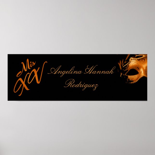 22.5"x7.5" Personalized Banner Mis XV Orange Poster (Front)