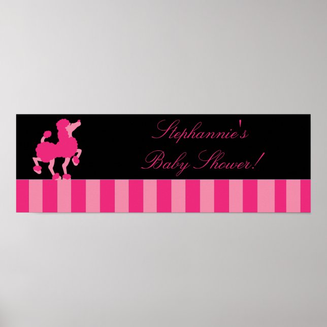 22.5"x7.5" Personalized Banner Pink Poodle Paris Poster (Front)