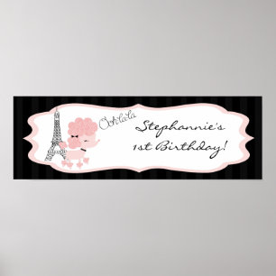 22.5"x7.5" Personalized Banner Pink Poodle Paris Poster