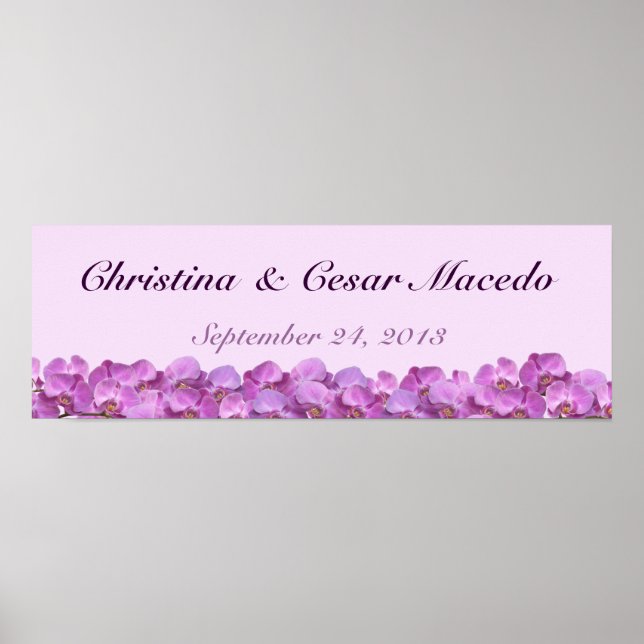 22.5"x7.5" Personalized Banner Purple Orchids on S Poster (Front)