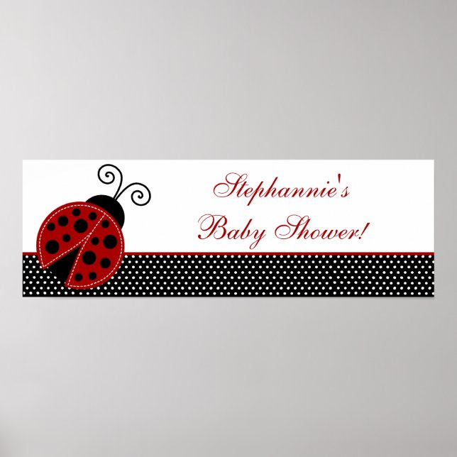 22.5"x7.5" Personalized Banner Red Ladybug Poster (Front)