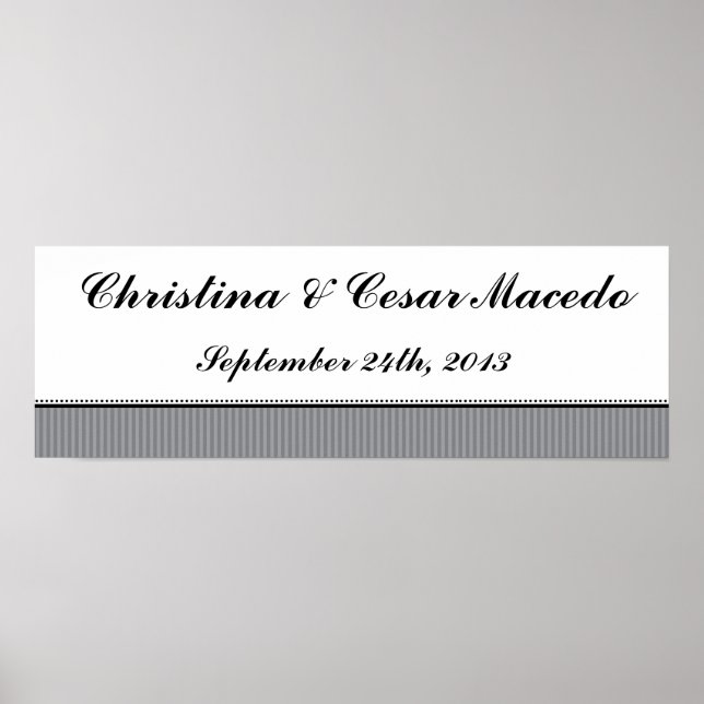 22.5"x7.5" Personalized Black Olives Gray Stripes Poster (Front)
