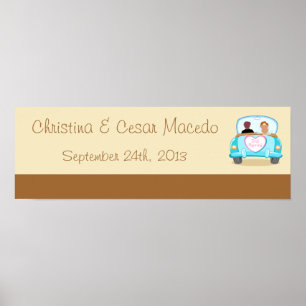 22.5"x7.5" Personalized Just got Married Couple Poster