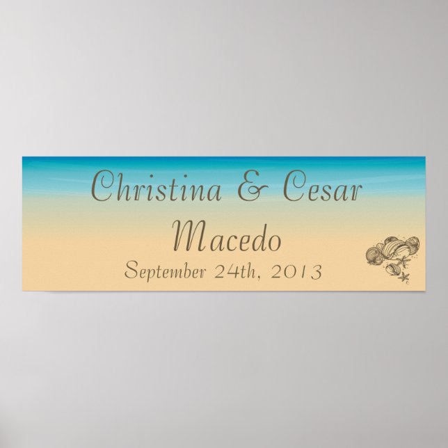 22.5"x7.5" Personalized Ocean Beach Shore Seashell Poster (Front)