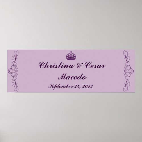 225x75 Personalized Royal Purple CrownSwirls Poster