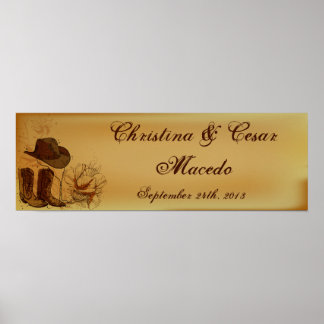 22.5"x7.5" Personalized Western Cowgirl Hat/Boots Poster