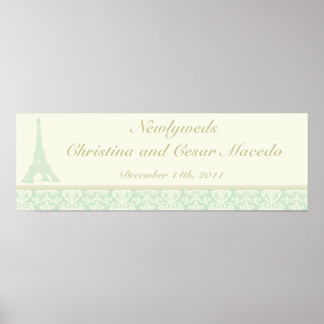 22.5"x 7.5" Personalized Banner Damask Paris Poster (Front)
