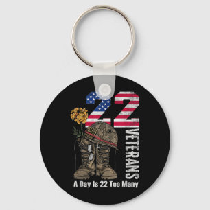22 A Day Is 22 Too Many Veteran Suicide Awareness Keychain