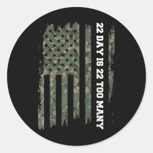 22 A Day Veteran Lives Army Suicide Awareness Classic Round Sticker