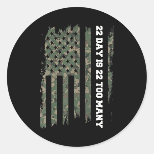 22 A Day Veteran Lives Matter Army Suicide Awarene Classic Round Sticker