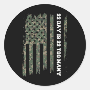 22 A Day Veteran Lives Matter Army Suicide Awarene Classic Round Sticker