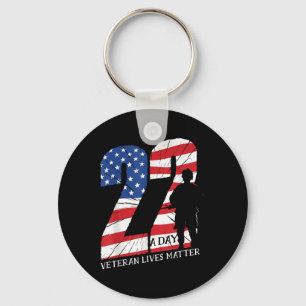 22 A Day Veteran Lives Shirt Veteran Ptsd Awarenes Keychain