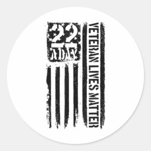 22 A Day Veteran Lives Veteran Suicide Awareness  Classic Round Sticker