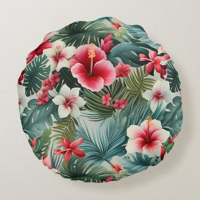 #22 Floral Pattern Round Pillow (Back)