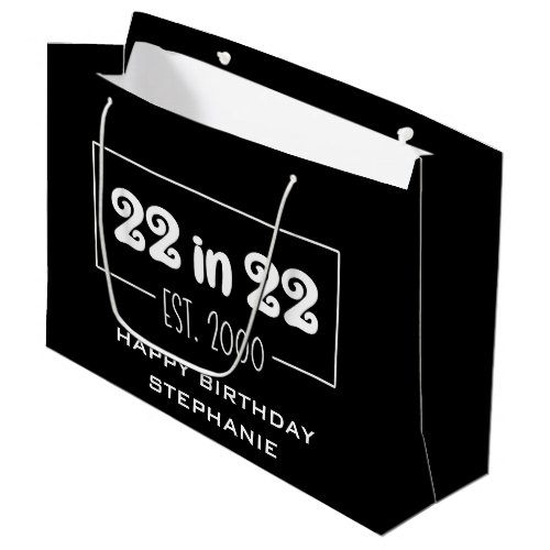 22 in 22 Est 2000 22nd Birthday Large Gift Bag