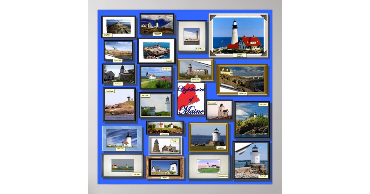 22 Lighthouses of Maine Poster Zazzle