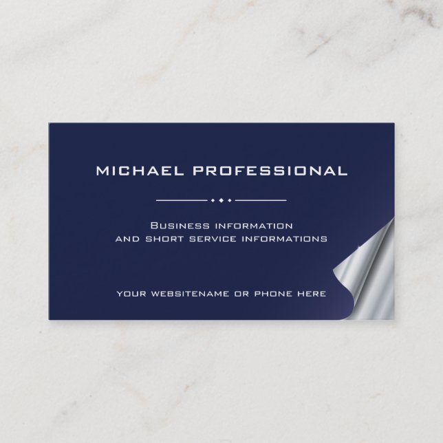 22 Modern Professional Business Card blue silver (Front)