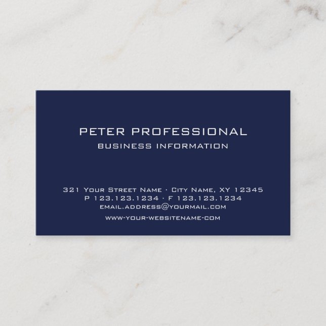 22 Modern Professional Business Card navy blue (Front)