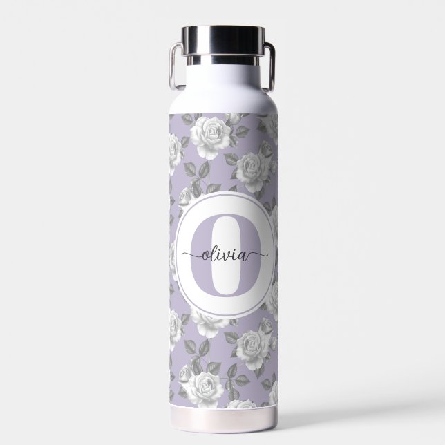 22 oz. Rose Garden Monogram Lavender Water Bottle (Front)