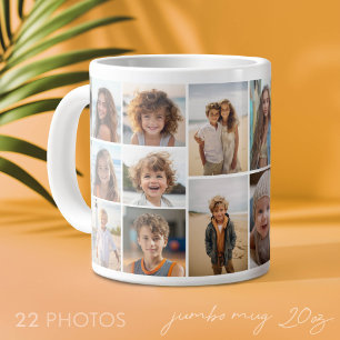 22 Photo Collage - Minimal Grid with White Giant Coffee Mug