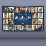 22 Photo Graduation Party Banner<br><div class="desc">Class of 2024 graduation banner featuring a stylish navy blue background that can be changed to any color,  a 22 photo collage template for you to customize with your own pictures,  and a modern text template for you to personalize.</div>