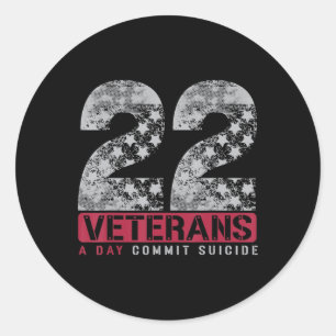 22 Stars Veteran Suicide Awareness Classic Round Sticker
