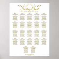 22 Table Elegant Gold Wedding Seating Chart
