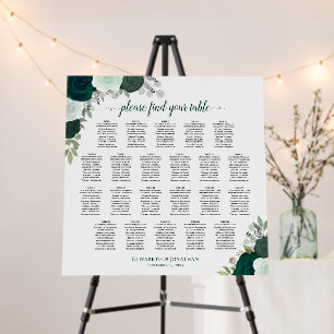 22 Table Emerald Roses Boho Wedding Seating Chart Foam Board